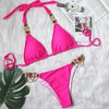 Luxury Purple Halter Crystal Diamond Bikini Female Swimsuit Women Swimwear Rhinestone Bikini Set Bathing Suit Women's Swimwear Rhinestone Halter Low Waist Tie Side Bikini Set 2 Pieces Crystal Diamond Swimsuit by Stevvex