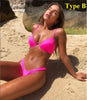 Push Up Unpadded Bikini Set Women 4 Colors Bandage Bikini Set Swimsuit Thong Bottom Swimwear Two Pieces Plain Bikini Bathing Suit Swimwear Bathing by Stevvex