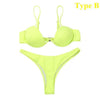 Push Up Unpadded Bikini Set Women 4 Colors Bandage Bikini Set Swimsuit Thong Bottom Swimwear Two Pieces Plain Bikini Bathing Suit Swimwear Bathing by Stevvex