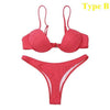 Push Up Unpadded Bikini Set Women 4 Colors Bandage Bikini Set Swimsuit Thong Bottom Swimwear Two Pieces Plain Bikini Bathing Suit Swimwear Bathing by Stevvex