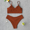 Solid Swimsuit Women Bikini Push Up Women's Crisscross Halter Bandage Bikini Strappy Bottom Swimsuits Swimwear Bikini Set Bathing Suit Two Piece Swim Suit Female by Stevvex