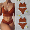Solid Swimsuit Women Bikini Push Up Women's Crisscross Halter Bandage Bikini Strappy Bottom Swimsuits Swimwear Bikini Set Bathing Suit Two Piece Swim Suit Female by Stevvex