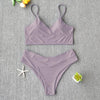 Solid Swimsuit Women Bikini Push Up Women's Crisscross Halter Bandage Bikini Strappy Bottom Swimsuits Swimwear Bikini Set Bathing Suit Two Piece Swim Suit Female by Stevvex