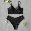 Solid Swimsuit Women Bikini Push Up Women's Crisscross Halter Bandage Bikini Strappy Bottom Swimsuits Swimwear Bikini Set Bathing Suit Two Piece Swim Suit Female by Stevvex