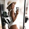 Luxury Black Female Swimsuit Vintage One Piece Ruffled Push Up Tummy Control Swimwear Halter One Piece Slimming Retro Swimsuit Women's Plus Size Push Up Bathing Suit Solid Red Swimwear Women Padded Bathing Suits by Stevvex