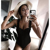 Luxury Black Female Swimsuit Vintage One Piece Ruffled Push Up Tummy Control Swimwear Halter One Piece Slimming Retro Swimsuit Women's Plus Size Push Up Bathing Suit Solid Red Swimwear Women Padded Bathing Suits by Stevvex