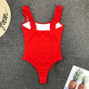 Luxury Black Female Swimsuit Vintage One Piece Ruffled Push Up Tummy Control Swimwear Halter One Piece Slimming Retro Swimsuit Women's Plus Size Push Up Bathing Suit Solid Red Swimwear Women Padded Bathing Suits by Stevvex