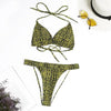 Neon Yellow Crop Top Swimwear Women Summer 3 Pieces Swimsuit Bikini Sets With Sheer Crop Top Cover Up Beachwear Mesh Long Sleeve Cover Ups Top Three Piece Swimsuit Bikini Set by Stevvex