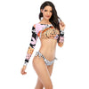 Surfing Swimsuit For Women Bikini Long Sleeve Swimwear Tiger Print Push Up Summer Bath Suit Two Piece Surfing Rash Guard Bikini Long Sleeve Swimsuit Set by Stevvex