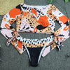 Surfing Swimsuit For Women Bikini Long Sleeve Swimwear Tiger Print Push Up Summer Bath Suit Two Piece Surfing Rash Guard Bikini Long Sleeve Swimsuit Set by Stevvex