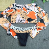 Surfing Swimsuit For Women Bikini Long Sleeve Swimwear Tiger Print Push Up Summer Bath Suit Two Piece Surfing Rash Guard Bikini Long Sleeve Swimsuit Set by Stevvex