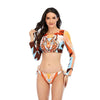 Surfing Swimsuit For Women Bikini Long Sleeve Swimwear Tiger Print Push Up Summer Bath Suit Two Piece Surfing Rash Guard Bikini Long Sleeve Swimsuit Set by Stevvex