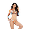 Surfing Swimsuit For Women Bikini Long Sleeve Swimwear Tiger Print Push Up Summer Bath Suit Two Piece Surfing Rash Guard Bikini Long Sleeve Swimsuit Set by Stevvex