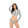 Surfing Swimsuit For Women Bikini Long Sleeve Swimwear Tiger Print Push Up Summer Bath Suit Two Piece Surfing Rash Guard Bikini Long Sleeve Swimsuit Set by Stevvex