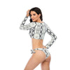 Surfing Swimsuit For Women Bikini Long Sleeve Swimwear Tiger Print Push Up Summer Bath Suit Two Piece Surfing Rash Guard Bikini Long Sleeve Swimsuit Set by Stevvex