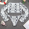 Surfing Swimsuit For Women Bikini Long Sleeve Swimwear Tiger Print Push Up Summer Bath Suit Two Piece Surfing Rash Guard Bikini Long Sleeve Swimsuit Set by Stevvex