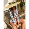 Surfing Swimsuit For Women Bikini Long Sleeve Swimwear Tiger Print Push Up Summer Bath Suit Two Piece Surfing Rash Guard Bikini Long Sleeve Swimsuit Set by Stevvex