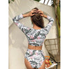 Surfing Swimsuit For Women Bikini Long Sleeve Swimwear Tiger Print Push Up Summer Bath Suit Two Piece Surfing Rash Guard Bikini Long Sleeve Swimsuit Set by Stevvex