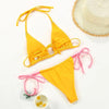 Bikini Swimsuit Solid Color Bikini Set Swimwear Bathing Suit Women Bikinis String Beach Women Two Piece Bikini Swimsuit Bathing Suits Halter Triangle Tops String Bikini Sets by Stevvex