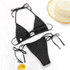 Bikini Swimsuit Solid Color Bikini Set Swimwear Bathing Suit Women Bikinis String Beach Women Two Piece Bikini Swimsuit Bathing Suits Halter Triangle Tops String Bikini Sets by Stevvex