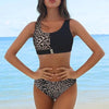 Women Bikini Set Leopard Swimwear Women High Waist String Floral Printed 2 Piece Bathing Suits Women Patchwork Swimsuits Push Up Printed Bikinis Buckle Front Beach Wear by Stevvex
