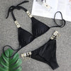 Luxury Purple Halter Crystal Diamond Bikini Female Swimsuit Women Swimwear Rhinestone Bikini Set Bathing Suit Women's Swimwear Rhinestone Halter Low Waist Tie Side Bikini Set 2 Pieces Crystal Diamond Swimsuit by Stevvex