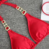 Luxury Purple Halter Crystal Diamond Bikini Female Swimsuit Women Swimwear Rhinestone Bikini Set Bathing Suit Women's Swimwear Rhinestone Halter Low Waist Tie Side Bikini Set 2 Pieces Crystal Diamond Swimsuit by Stevvex
