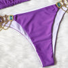 Luxury Purple Halter Crystal Diamond Bikini Female Swimsuit Women Swimwear Rhinestone Bikini Set Bathing Suit Women's Swimwear Rhinestone Halter Low Waist Tie Side Bikini Set 2 Pieces Crystal Diamond Swimsuit by Stevvex