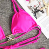 Luxury Purple Halter Crystal Diamond Bikini Female Swimsuit Women Swimwear Rhinestone Bikini Set Bathing Suit Women's Swimwear Rhinestone Halter Low Waist Tie Side Bikini Set 2 Pieces Crystal Diamond Swimsuit by Stevvex