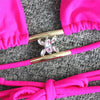Luxury Purple Halter Crystal Diamond Bikini Female Swimsuit Women Swimwear Rhinestone Bikini Set Bathing Suit Women's Swimwear Rhinestone Halter Low Waist Tie Side Bikini Set 2 Pieces Crystal Diamond Swimsuit by Stevvex