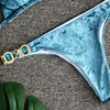 Luxury Purple Halter Crystal Diamond Bikini Female Swimsuit Women Swimwear Rhinestone Bikini Set Bathing Suit Women's Swimwear Rhinestone Halter Low Waist Tie Side Bikini Set 2 Pieces Crystal Diamond Swimsuit by Stevvex