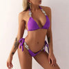 Luxury Purple Halter Crystal Diamond Bikini Female Swimsuit Women Swimwear Rhinestone Bikini Set Bathing Suit Women's Swimwear Rhinestone Halter Low Waist Tie Side Bikini Set 2 Pieces Crystal Diamond Swimsuit by Stevvex