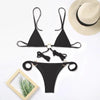 Vintage Print Bikini Female Handwork Small Ruffle Swimming Suit For Women Swimwear High Cut Bikini Set String Print Halter String Triangle Bikini Set Luxury Swimwear Two Piece Swimsuit by Stevvex