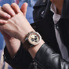 Multifunction Brown Luxury New Men's Watches Quartz Sport Chronograph Elegant Leather Bracelet Men Wrist Watch by Stevvex