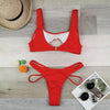 Modern White Bikini Hollow Out Swimsuit Female High Cut Swimwear Solid Fashion Bathing Suit Beach Wear Women's Front Cutout Bikini Sets Two Piece Summer Party Bathing Suits by Stevvex