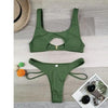 Modern White Bikini Hollow Out Swimsuit Female High Cut Swimwear Solid Fashion Bathing Suit Beach Wear Women's Front Cutout Bikini Sets Two Piece Summer Party Bathing Suits by Stevvex