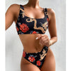 Modern Blue High Waist Bikini Push Up Swimwear Women Dragon Printed Bikini Set Retro Swimsuit Women's High Waist Bikini Swimsuits Twist Push Up Two Piece Bathing Suits Tummy Control Swimwear by Stevvex