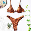Underwired Bikini Female Swimsuit Women Swimwear Two-Piece V Shape Wire Bikini Set Bather Bathing Suit Women Micro Bikini Set Shiny Metallic 2 Piece Swimsuit Push Up Underwire Swimwear Bathing Suit by Stevvex