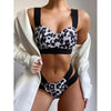 Luxury Women Black Bikini High Waist Swimwear Female 2 Pieces Set Swimsuit Bathing Suit Women Beach Women's High Waisted Bandage Bikini Set Two Piece Push Up Swimsuits by Stevvex