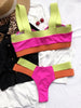Women's Swimsuits Swimwear Patchwork Bikini Woman Push up Bikinis Swimsuit Bathing Suits Women Rave Neon Patchwork Bikini Swimsuit 2 Piece Cutout Molded Push Up Bathing Suit by Stevvex