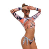 Surfing Swimsuit For Women Bikini Long Sleeve Swimwear Tiger Print Push Up Summer Bath Suit Two Piece Surfing Rash Guard Bikini Long Sleeve Swimsuit Set by Stevvex