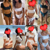 Bikini New 2 Piece Women Swimsuit Women's High Waist Bikini Set Fashion Puff Sleeve Swimwear Set Bathing Suits Solid Color Short Puff Sleeve Summer High Waist Cut Backless Bathing Suit Beachwear by Stevvex