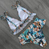 Women Summer High Waist Ruffle Bikini Set Swimwear Women Lady Floral Female Push Up Swimsuit Summer Beach Wear Bikini Pure Color Bikini Charming Ruffled Bra And Bottom Swimsuits by Stevvex