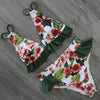 Women Summer High Waist Ruffle Bikini Set Swimwear Women Lady Floral Female Push Up Swimsuit Summer Beach Wear Bikini Pure Color Bikini Charming Ruffled Bra And Bottom Swimsuits by Stevvex