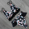 Women Summer High Waist Ruffle Bikini Set Swimwear Women Lady Floral Female Push Up Swimsuit Summer Beach Wear Bikini Pure Color Bikini Charming Ruffled Bra And Bottom Swimsuits by Stevvex