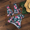 Women Summer High Waist Ruffle Bikini Set Swimwear Women Lady Floral Female Push Up Swimsuit Summer Beach Wear Bikini Pure Color Bikini Charming Ruffled Bra And Bottom Swimsuits by Stevvex
