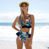 Women Summer High Waist Ruffle Bikini Set Swimwear Women Lady Floral Female Push Up Swimsuit Summer Beach Wear Bikini Pure Color Bikini Charming Ruffled Bra And Bottom Swimsuits by Stevvex