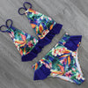 Women Summer High Waist Ruffle Bikini Set Swimwear Women Lady Floral Female Push Up Swimsuit Summer Beach Wear Bikini Pure Color Bikini Charming Ruffled Bra And Bottom Swimsuits by Stevvex