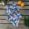 Women Summer High Waist Ruffle Bikini Set Swimwear Women Lady Floral Female Push Up Swimsuit Summer Beach Wear Bikini Pure Color Bikini Charming Ruffled Bra And Bottom Swimsuits by Stevvex