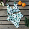 Women Summer High Waist Ruffle Bikini Set Swimwear Women Lady Floral Female Push Up Swimsuit Summer Beach Wear Bikini Pure Color Bikini Charming Ruffled Bra And Bottom Swimsuits by Stevvex